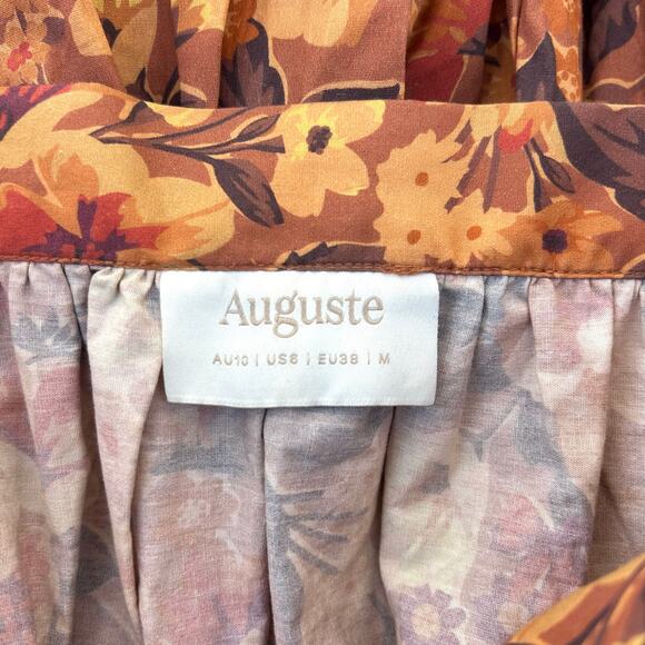 Auguste The Label Caramel Floral Tiered Maxi Skirt Size 6 Orange Fall Autumn - Picture 3 of 8
